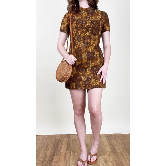 Vintage Parisian 1960's Mod Micro Mini Dress Short Sleeve Mid Century Modern 60s - Picture 1 of 8